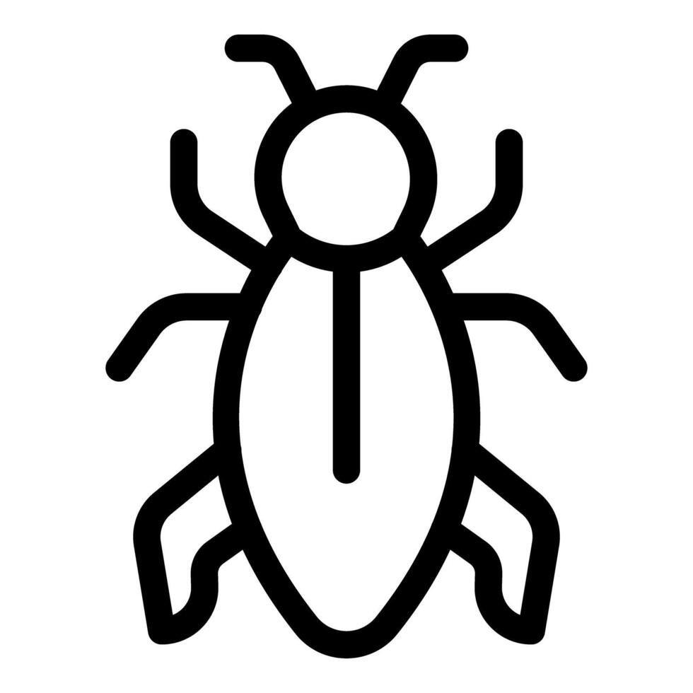 Black and white line art icon of a beetle vector