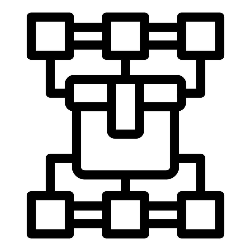 Blockchain technology connecting blocks in a secure network system vector