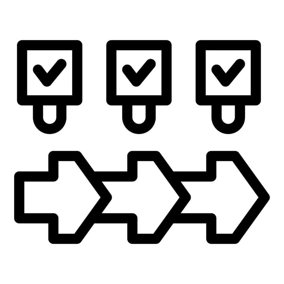 Process management with check marks and arrows achieving business goals vector