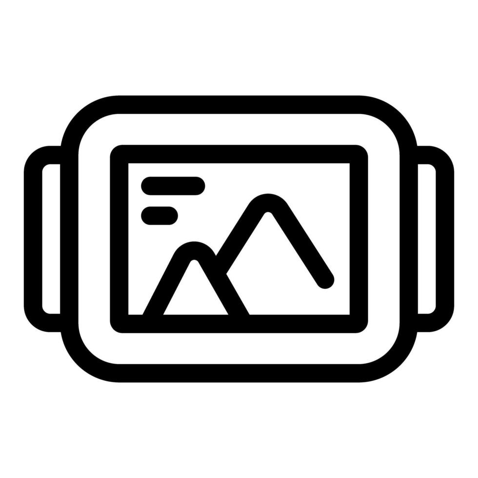 Virtual reality headset showing mountain landscape simulation vector