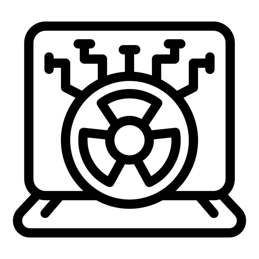 Computer virus using nuclear symbol representing online danger and cyberattack vector