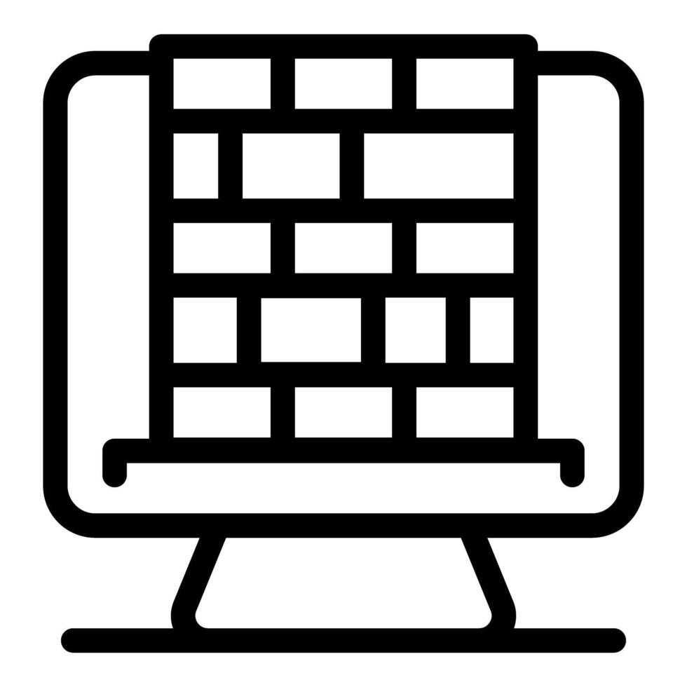 Desktop computer showing firewall protecting data vector