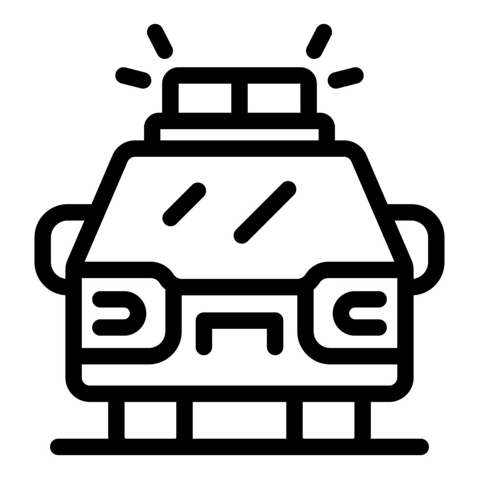 Police car flashing siren lights line icon front view vector