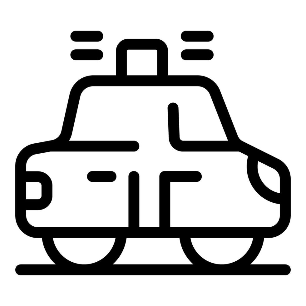 Black outline icon of a police car running with siren on vector