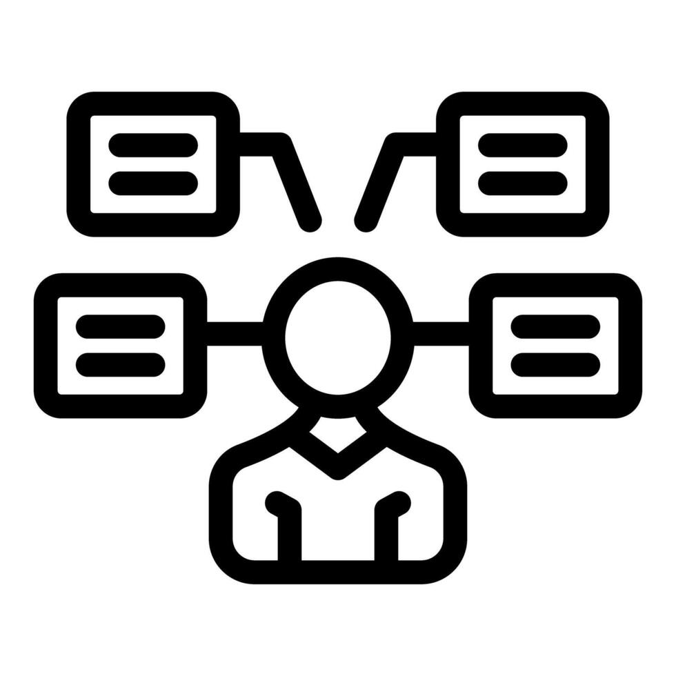 Project manager managing multiple projects simultaneously using efficient workflow vector