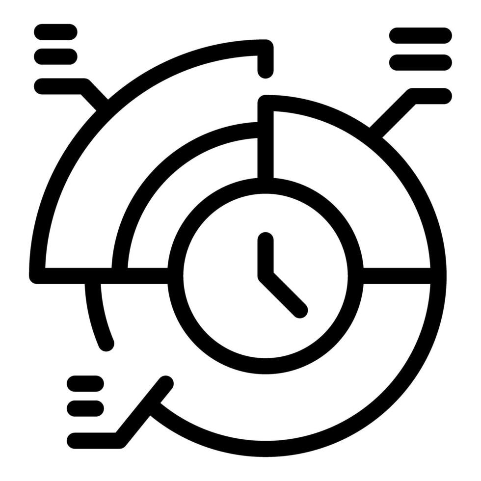 Time management concept clock analyzing pie chart vector