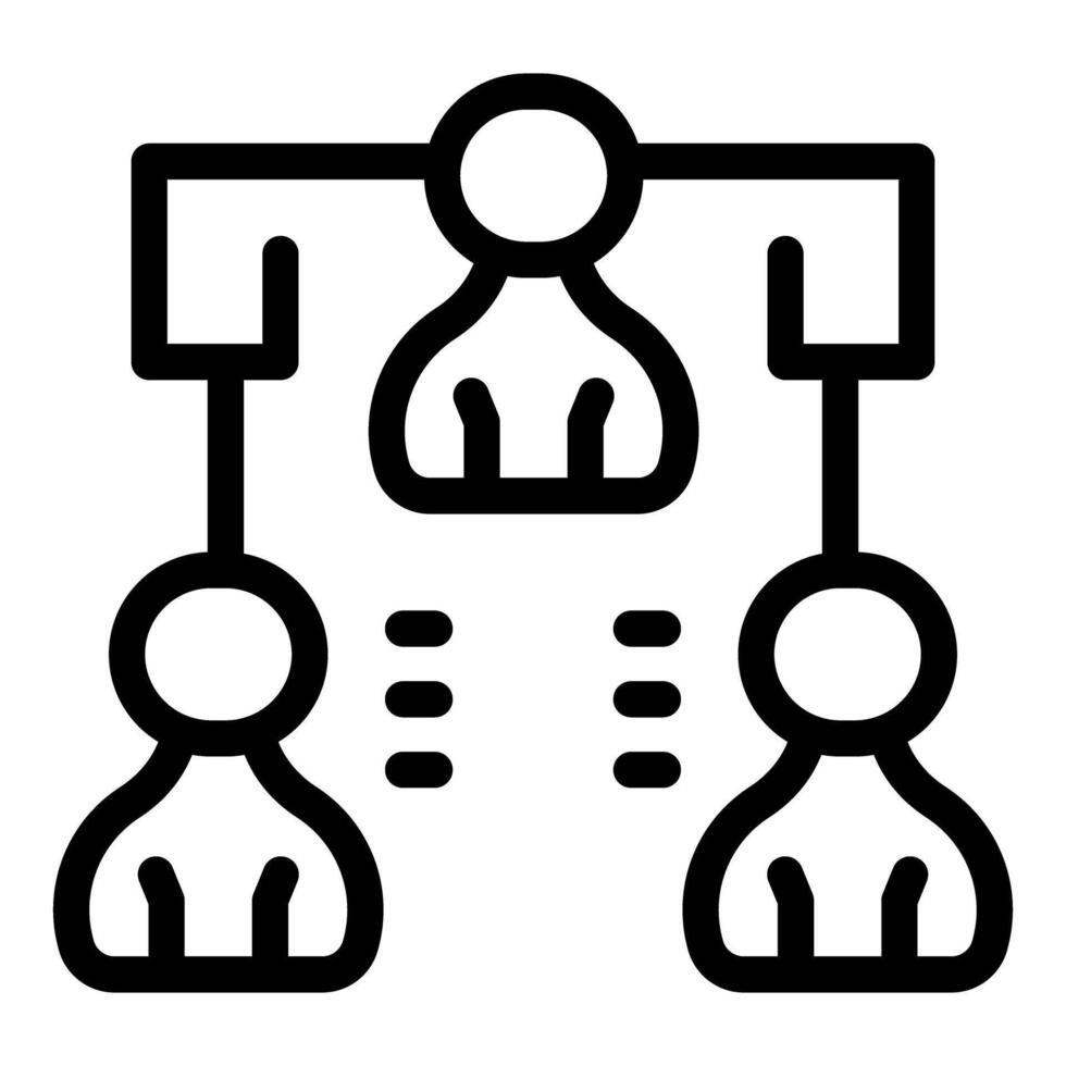 Manager leading two employees working together icon vector