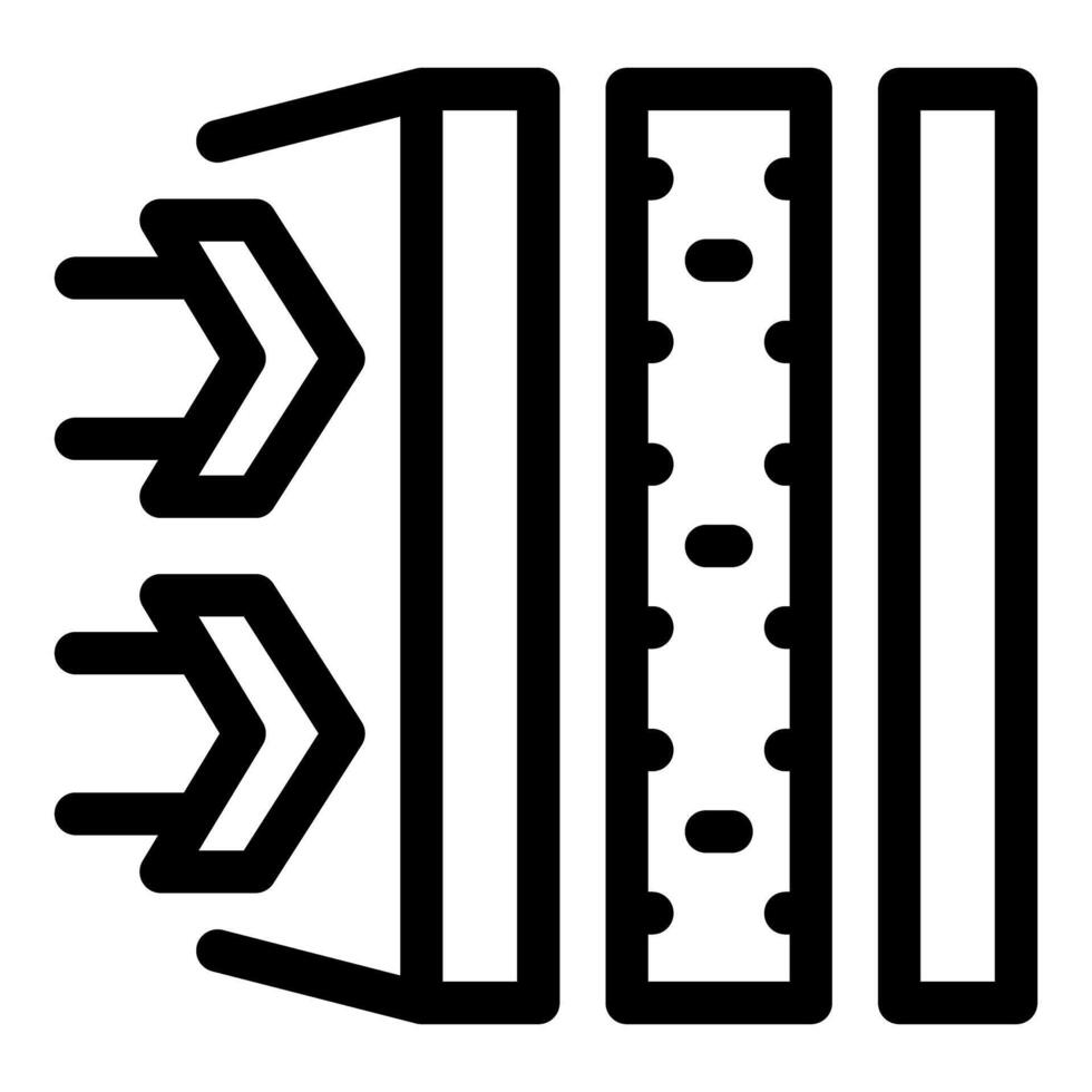Air flow passing through three layers material icon vector