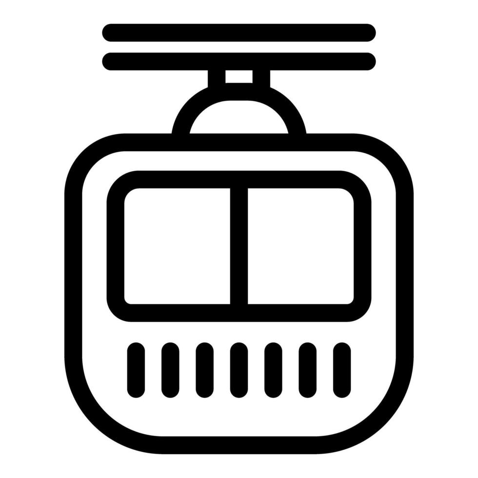Cable car moving upwards on ropeway icon vector