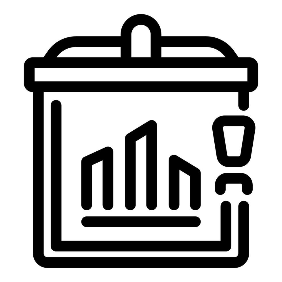 Businessman giving a presentation pointing at a flip chart with growing bar chart explaining business success vector