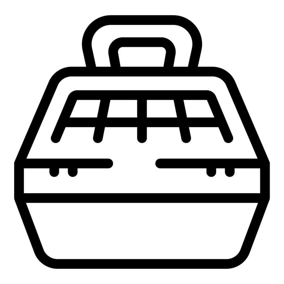 Pet carrier box for traveling with ventilation grid icon vector