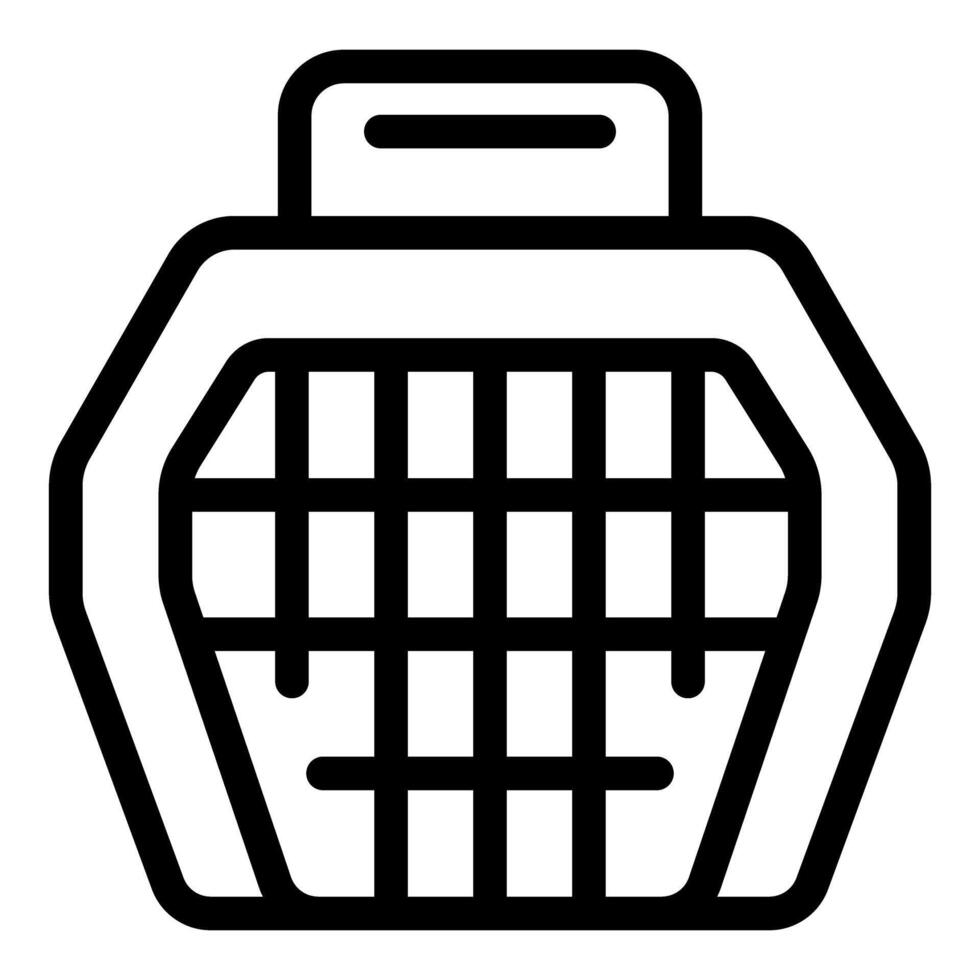 Pet carrier box for traveling with handle icon outline vector