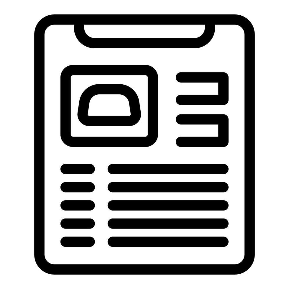 Online resume with candidate photo and personal information on clipboard vector