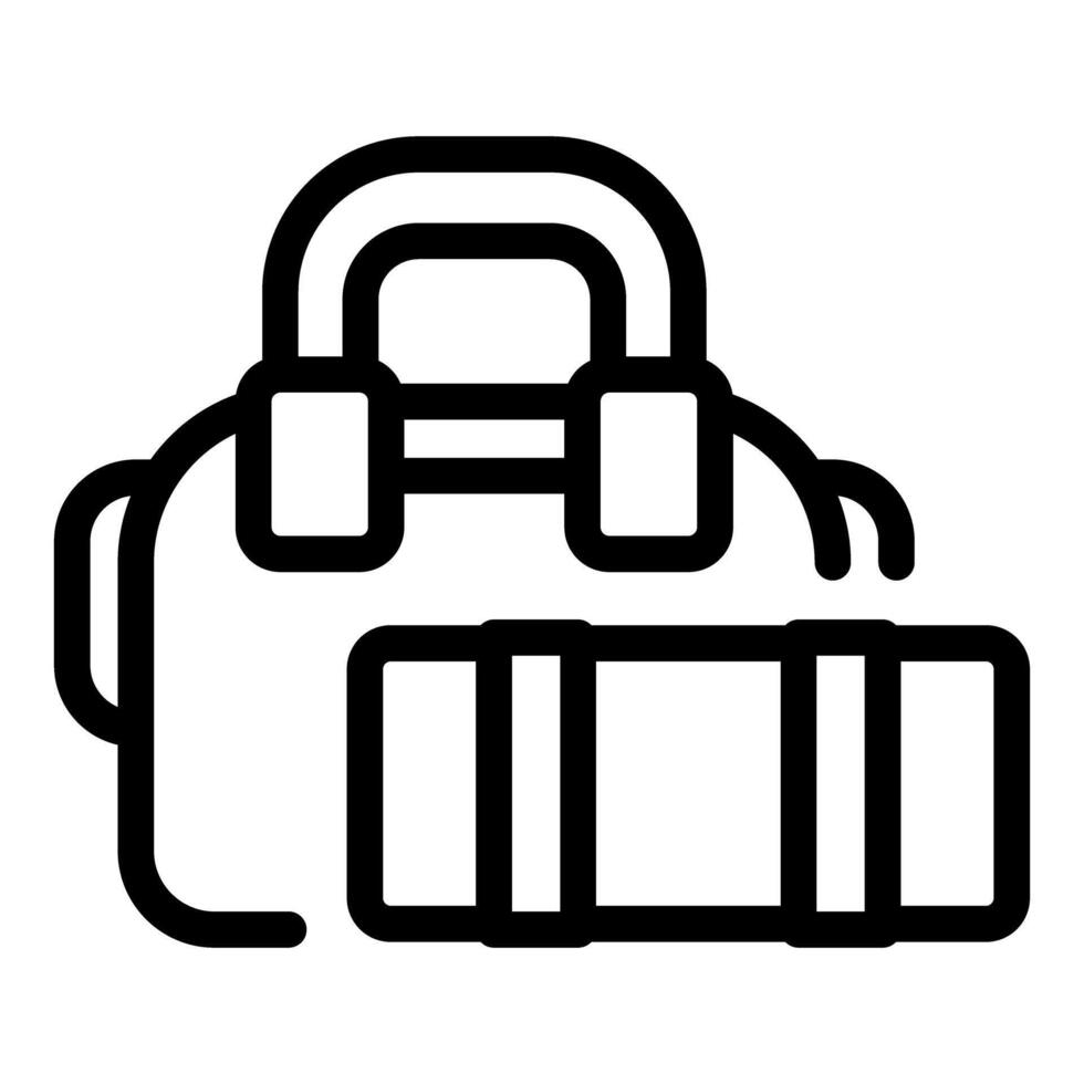 Gym bag with dumbbells and fitness mat icon vector