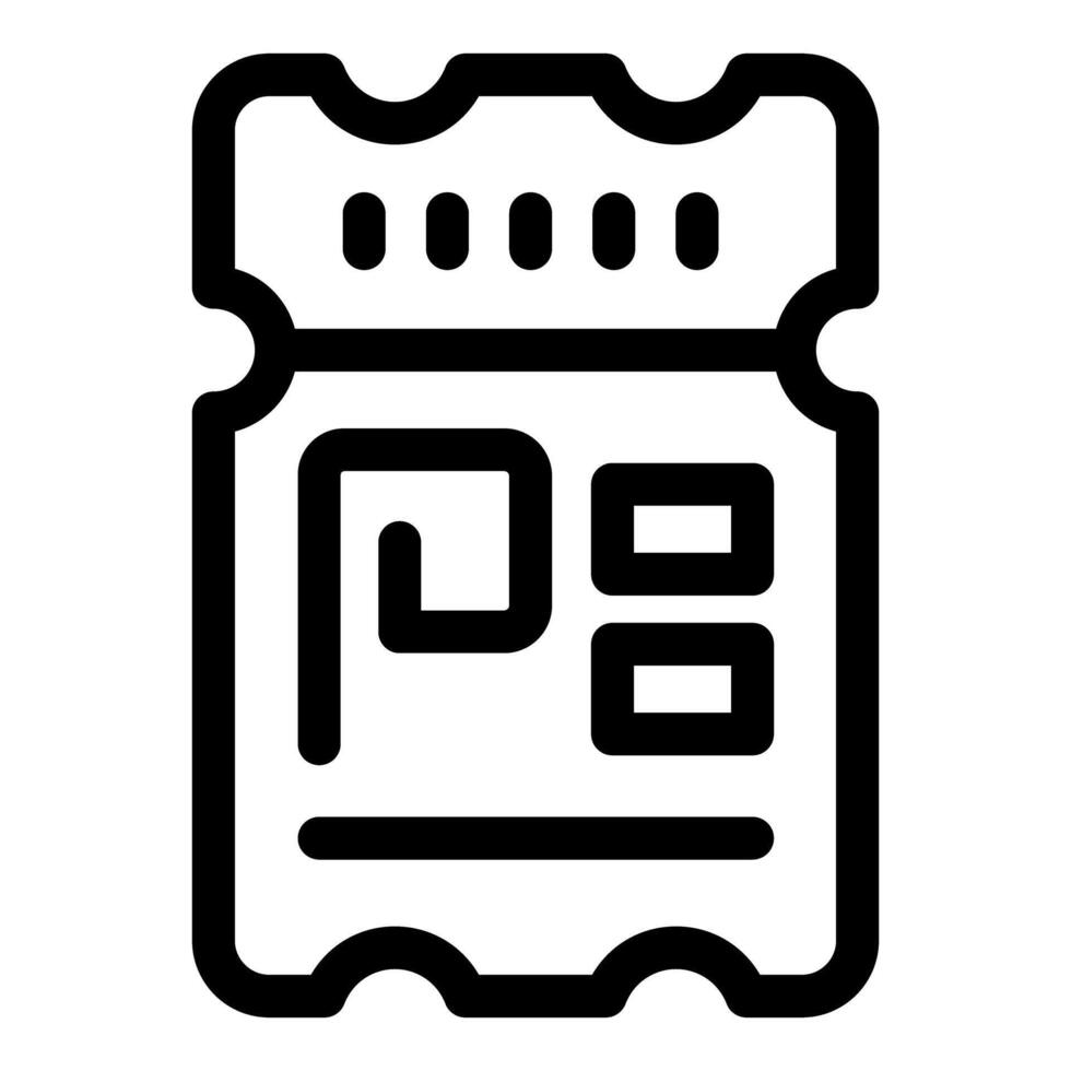 Black line ticket icon showing admit one concept vector