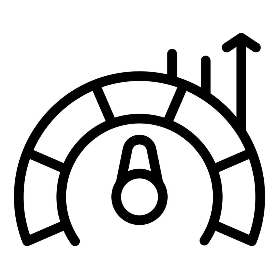 Speedometer showing increasing performance with arrow pointing up vector