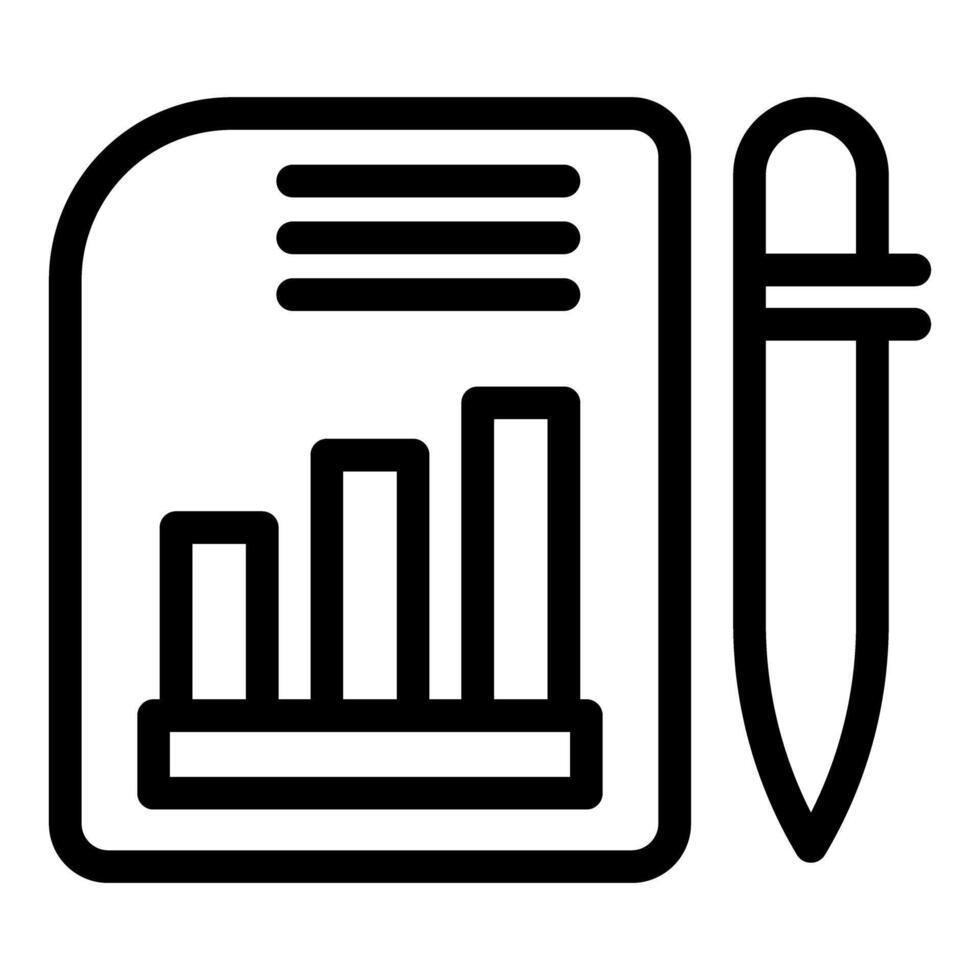 Businessman analyzing financial report with growing bar chart and pen icon vector