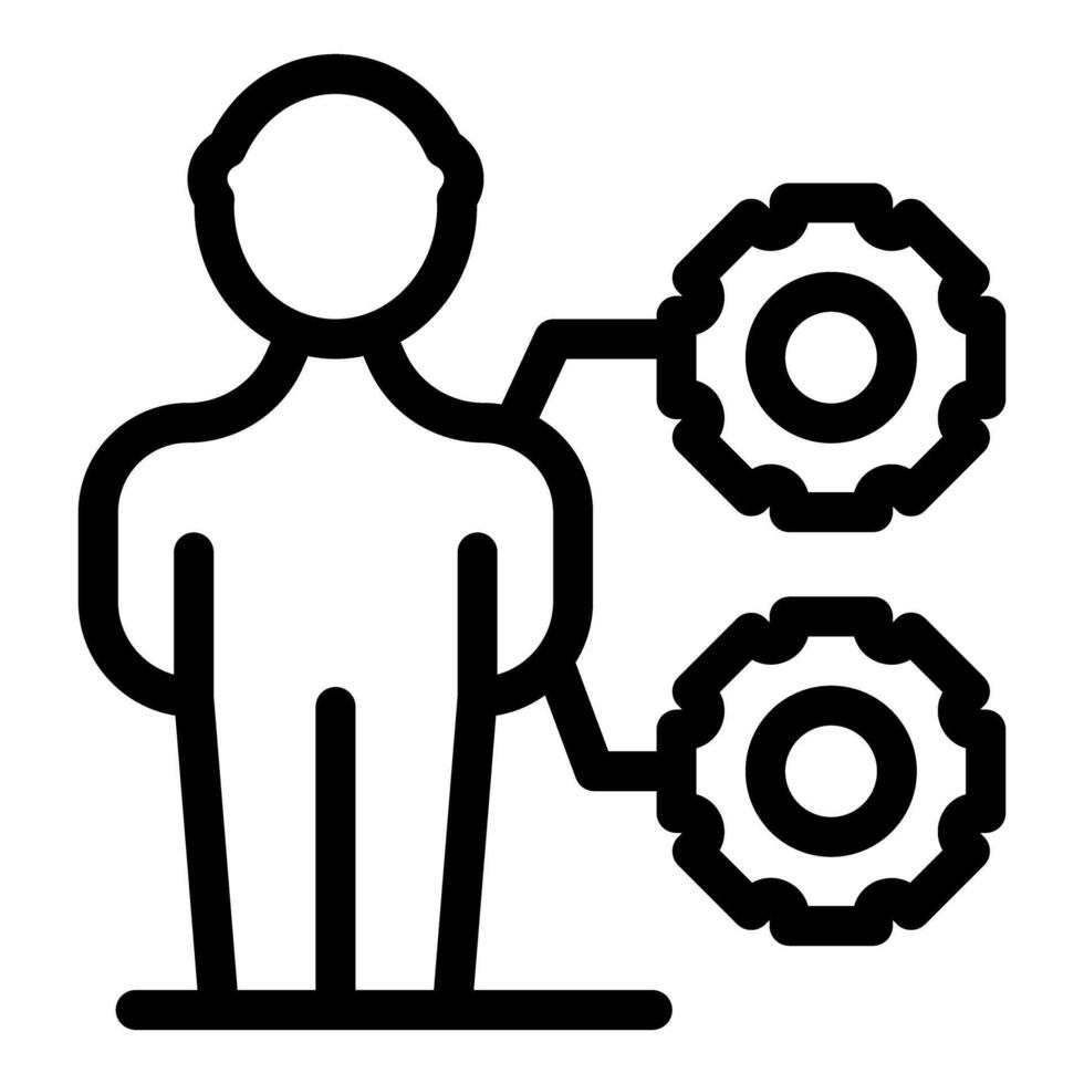 Person connecting gears representing teamwork and collaboration vector