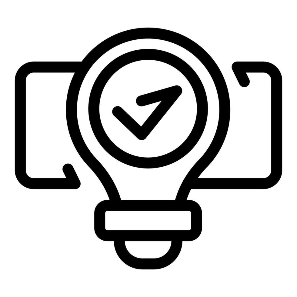 Light bulb presenting business solution with check mark icon vector