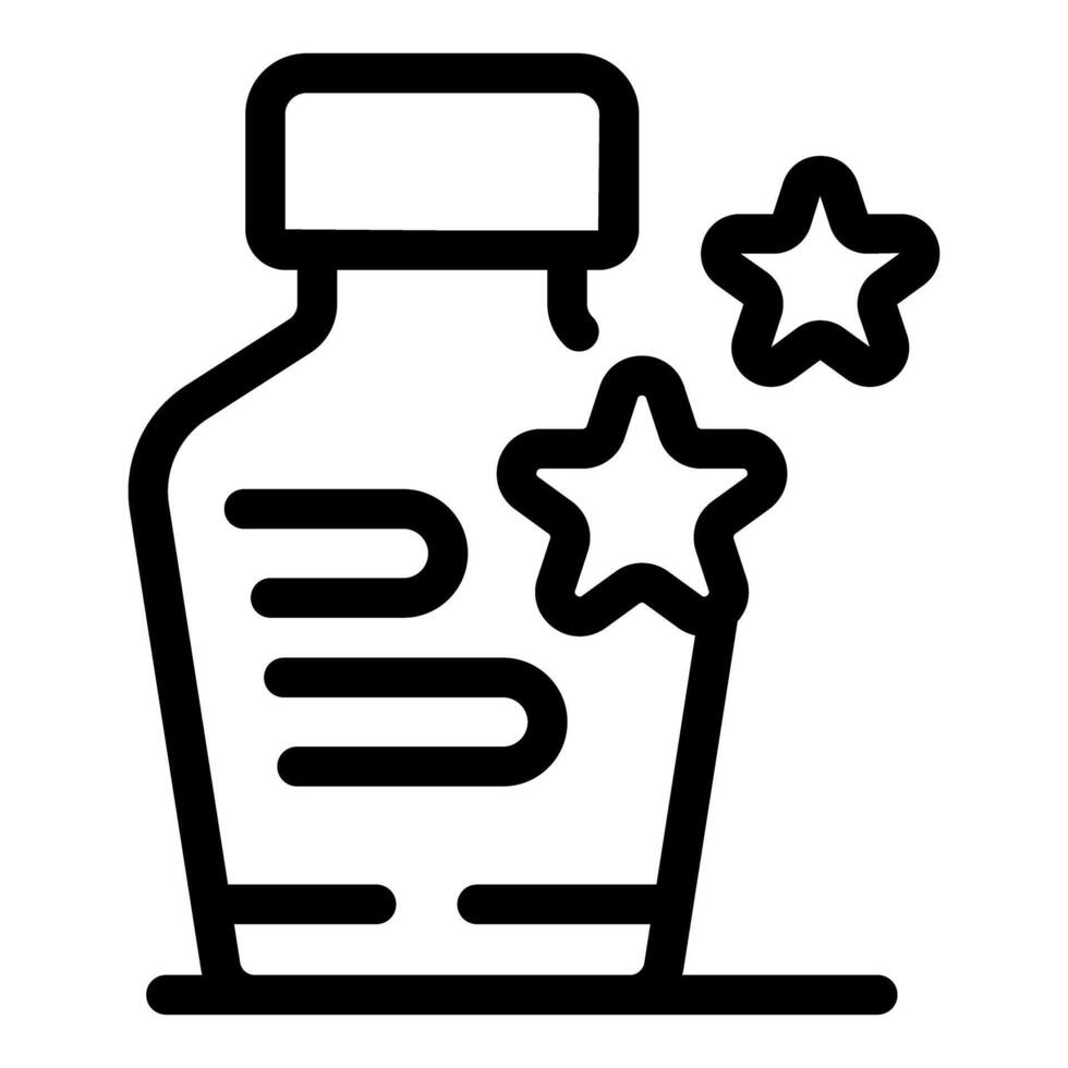 Magic potion bottle glowing with stars for fantasy adventure vector