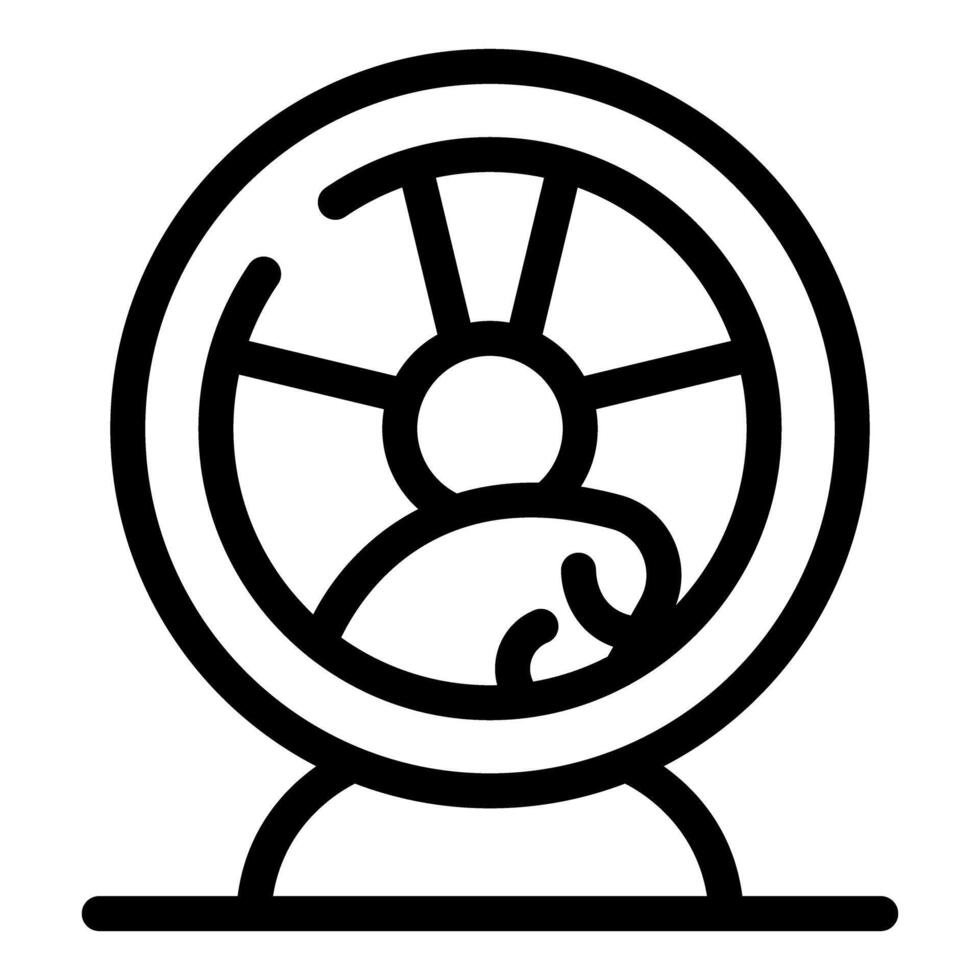 Hamster running inside a hamster wheel on a stand vector