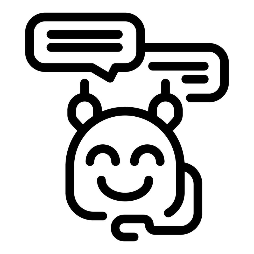 Chatbot icon showing happy chat bot having conversation vector