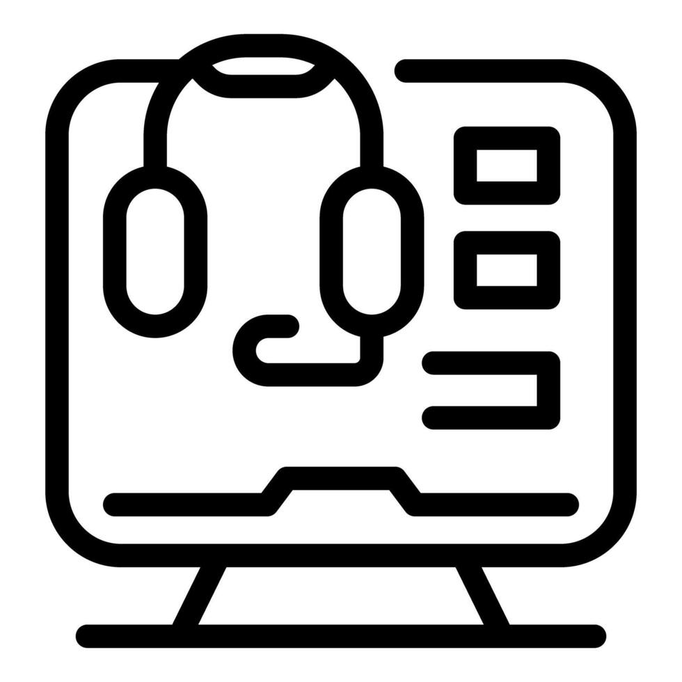 Customer service icon, computer displaying headset with microphone vector