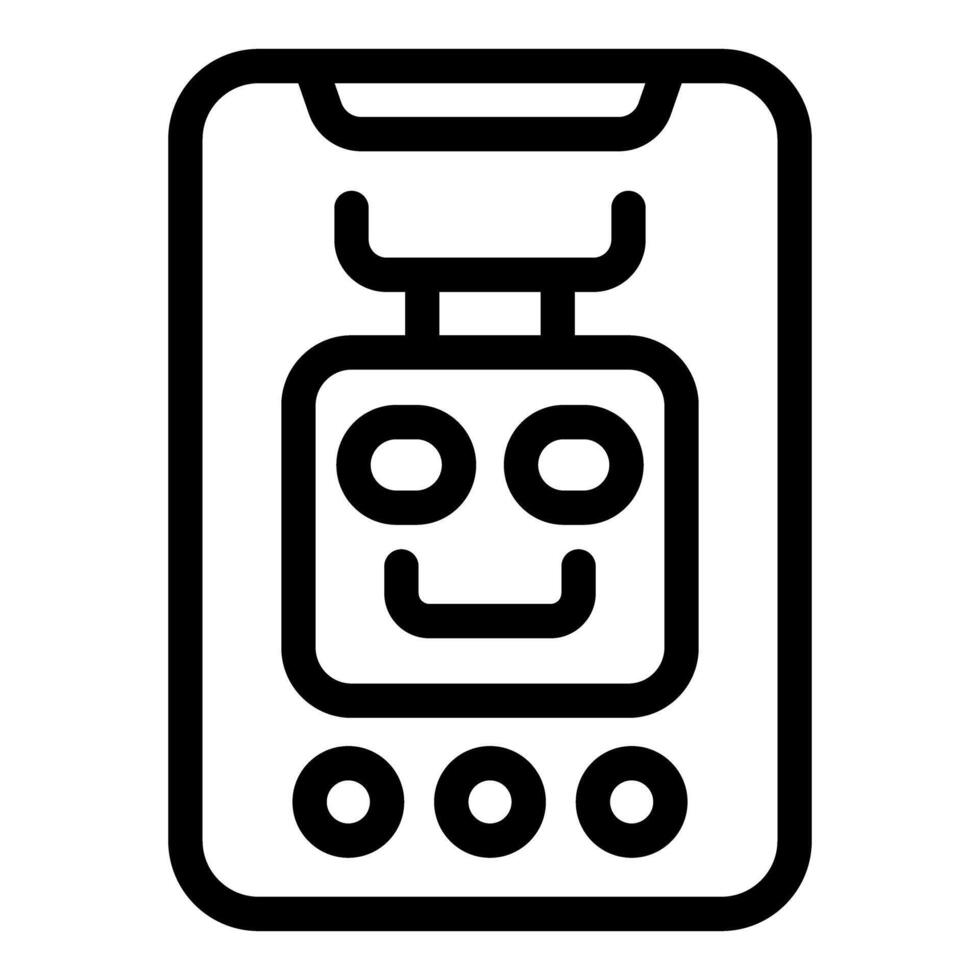 Robot face smiling on smartphone screen showing artificial intelligence concept vector