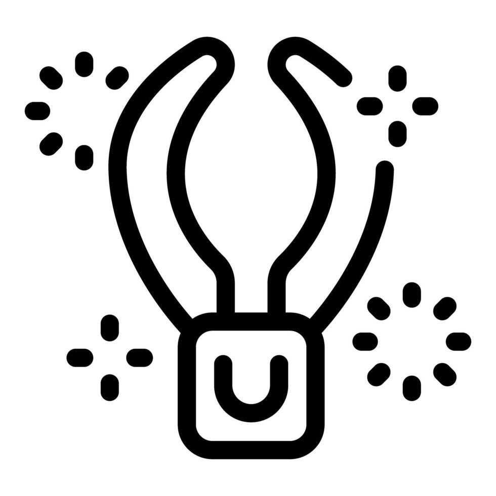 Robotic arm holding microchip surrounded by sparks icon vector
