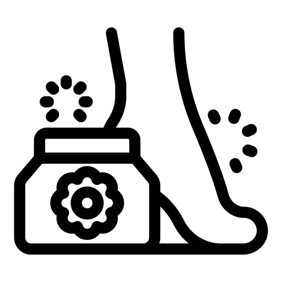 Woman applying regenerating foot cream for skin care vector