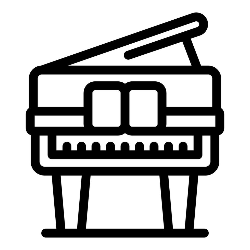 Grand piano standing with opened top lid line icon vector