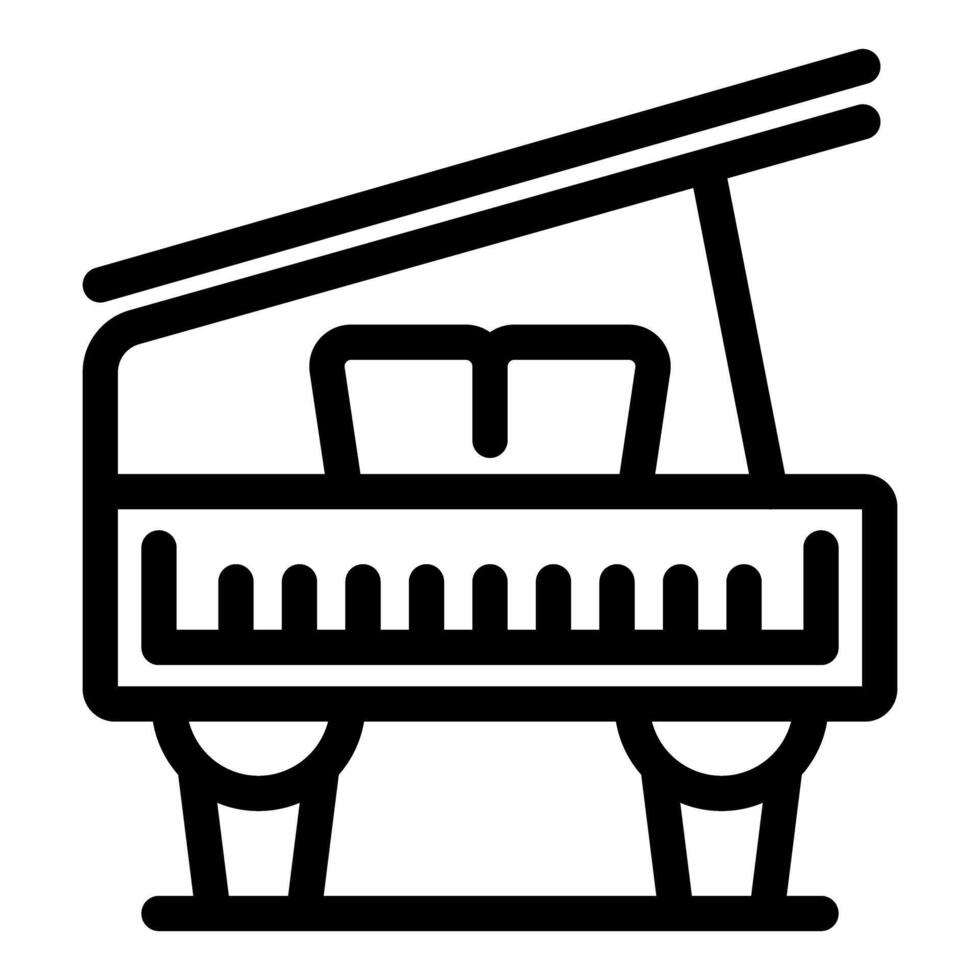 Grand piano standing with open top lid icon vector