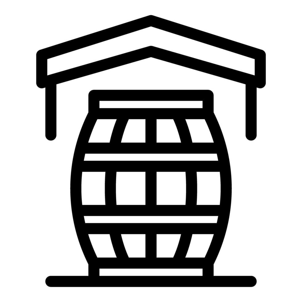 Wooden barrel standing under canopy for storing wine vector