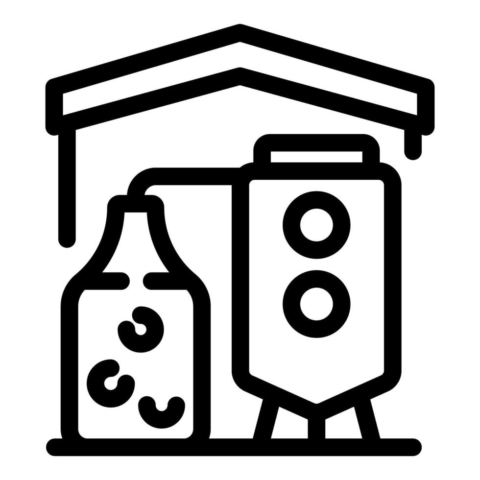 Line drawing of a factory producing biofuel from cashew nuts vector