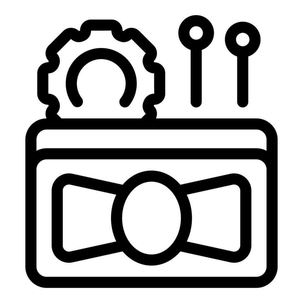 Gift card being optimized with gear and pins icon vector