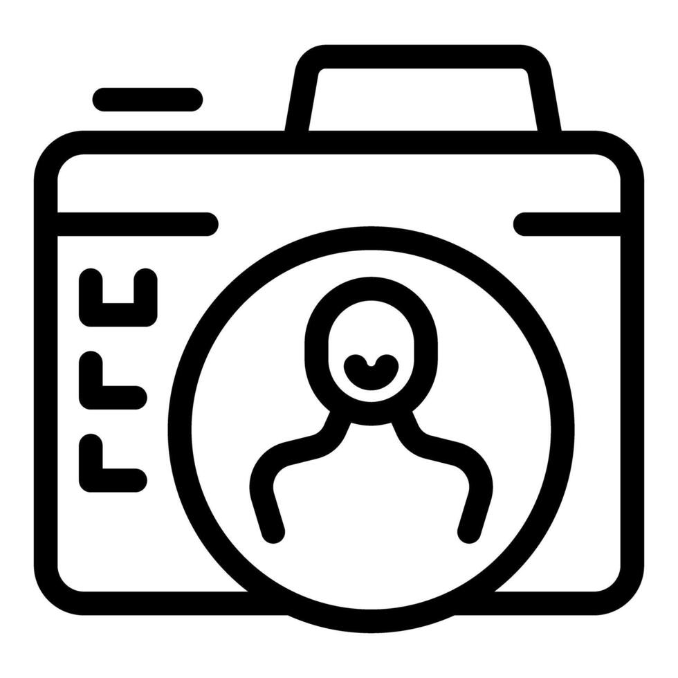 Digital camera displaying user profile with facial recognition icon vector