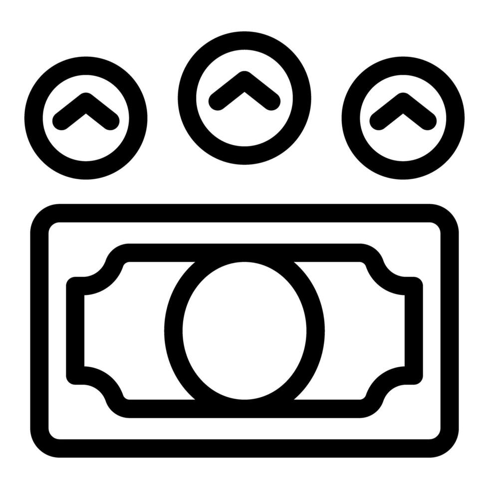 Money increasing value with up arrows above banknote vector