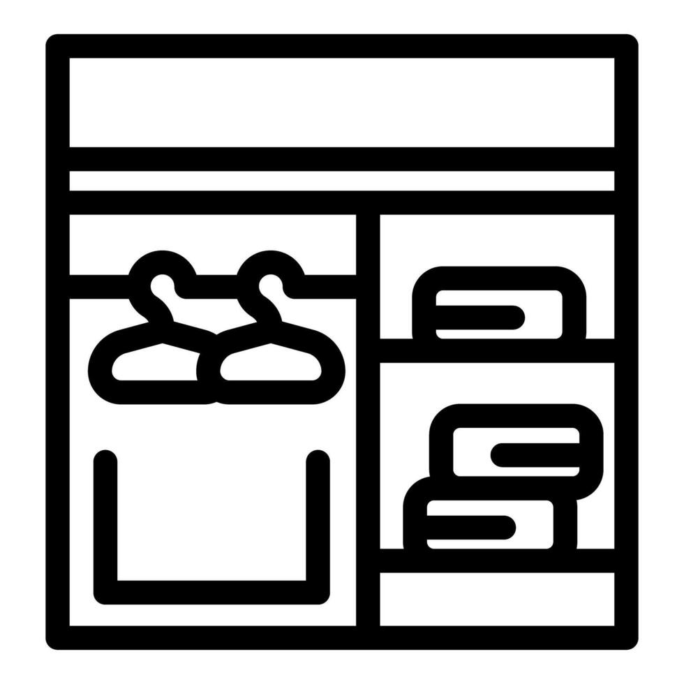 Open closet with clothes rack and shelves organizing clothes and boxes vector