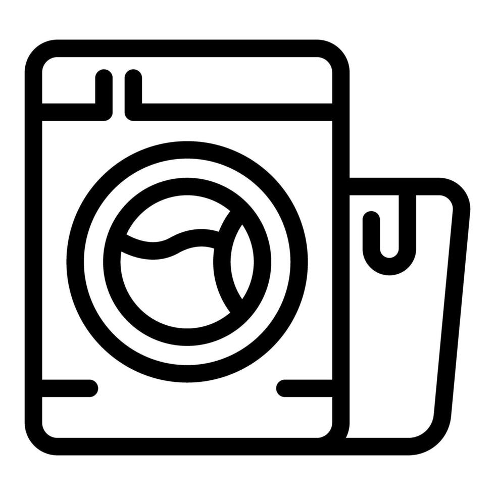 Washing machine icon showing laundry service with detergent vector