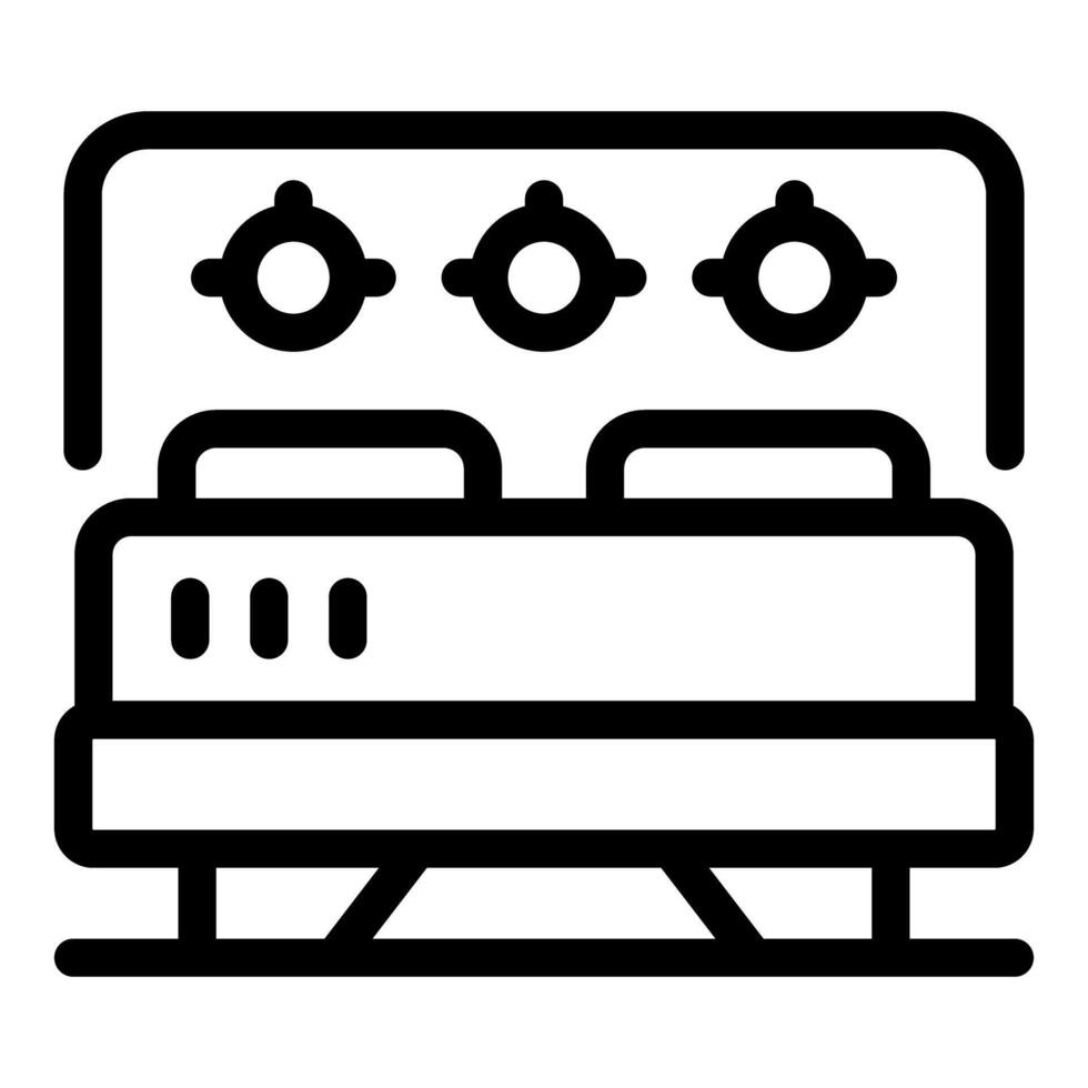 Double bed with headboard and lamps outline icon vector