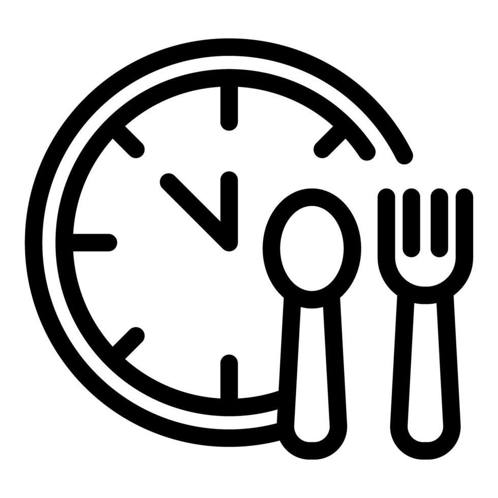 Analog clock showing lunch time with fork and spoon vector