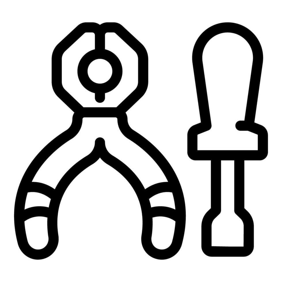 Screwdriver and pliers showing building and repairing concept vector