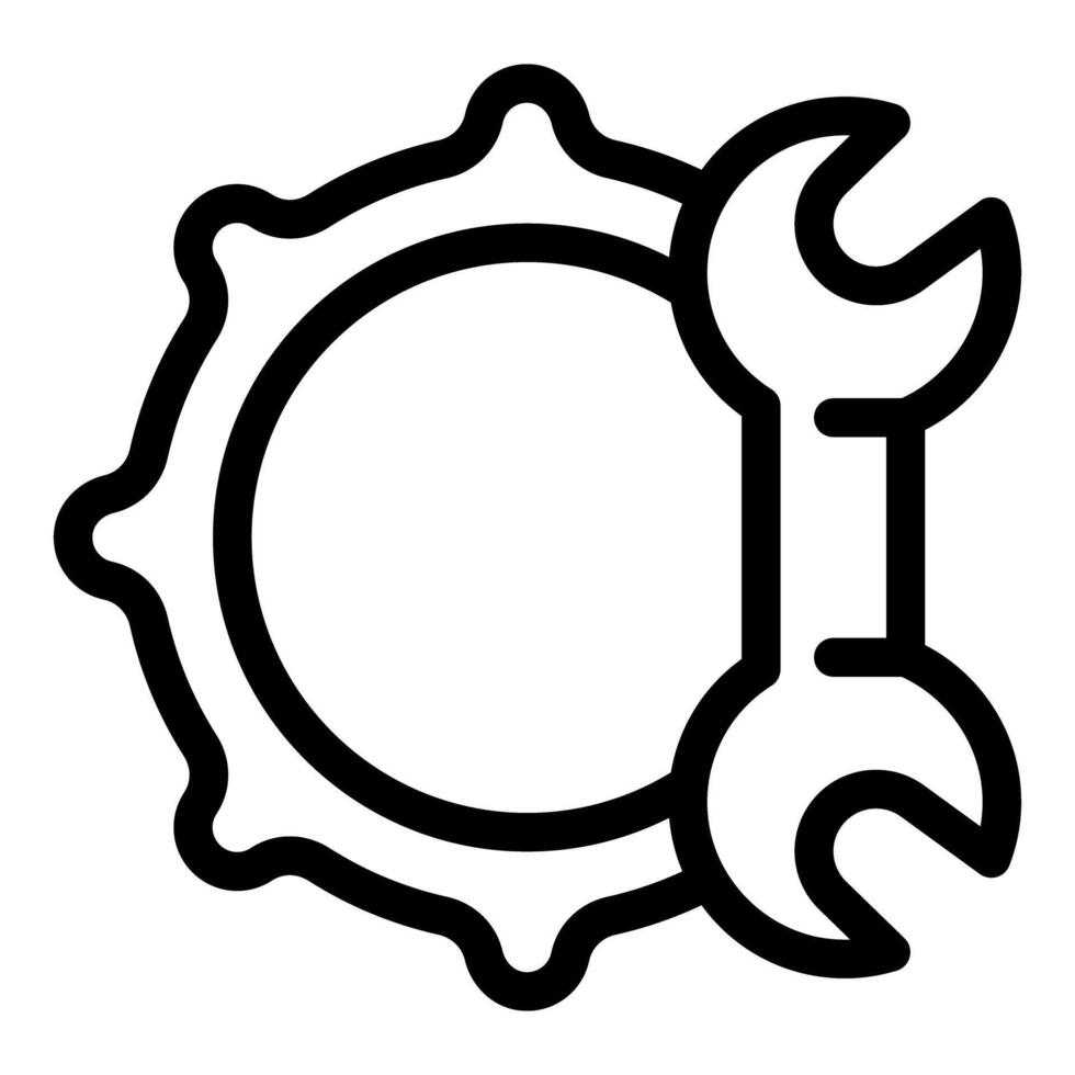 Wrench embracing a cogwheel, a symbol of mechanical synergy vector