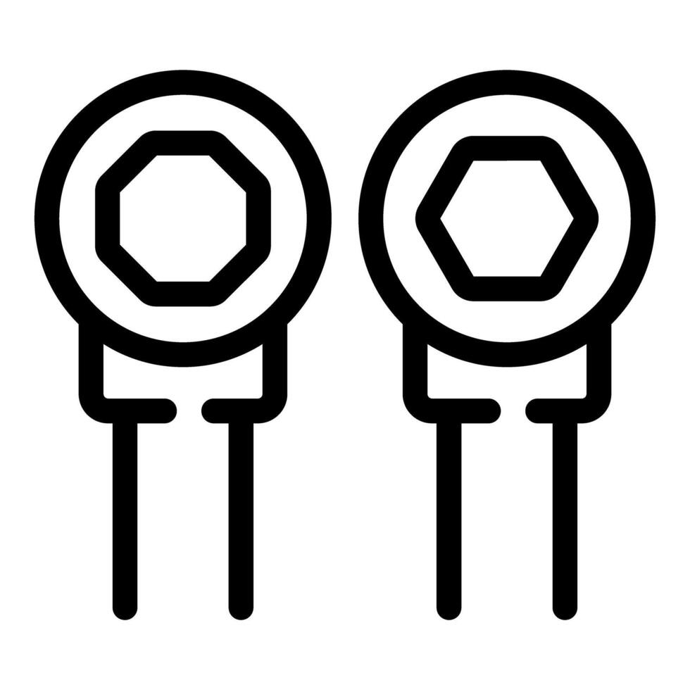 Electrolytic capacitor electronic components showing positive and negative terminals vector