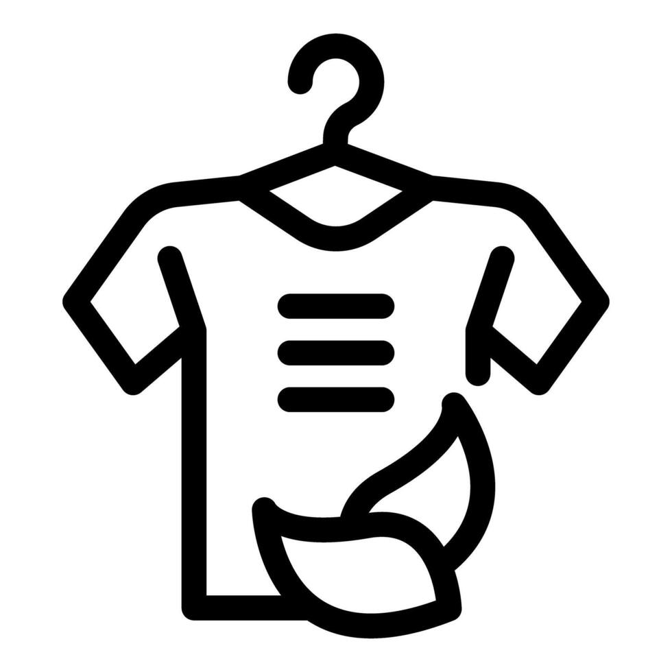 T shirt hanging on hanger with leaves symbolizing bio clothing vector