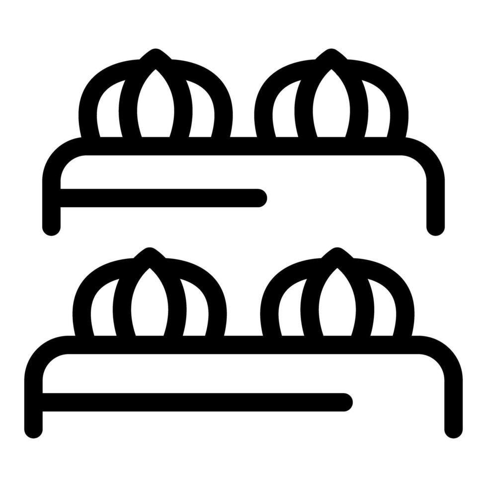 Garlic bulbs drying on wooden rack in pantry vector