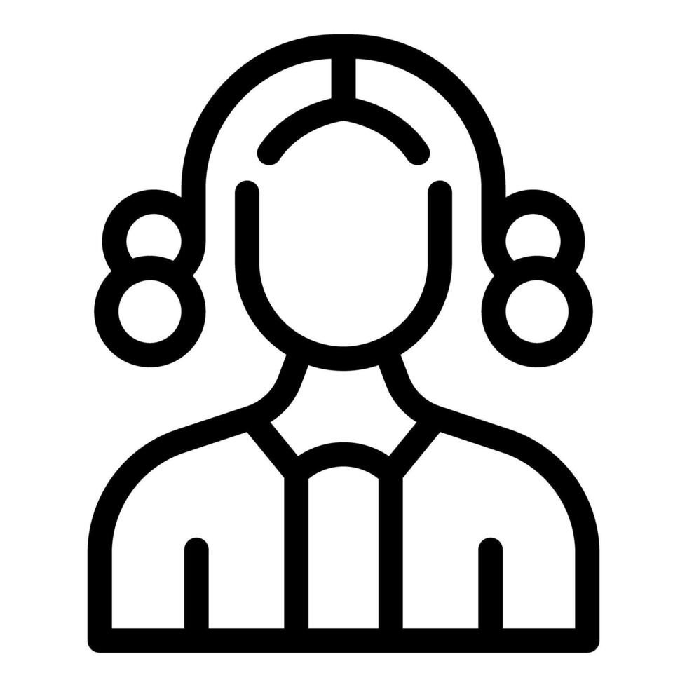 Female judge wearing traditional wig and robe icon vector