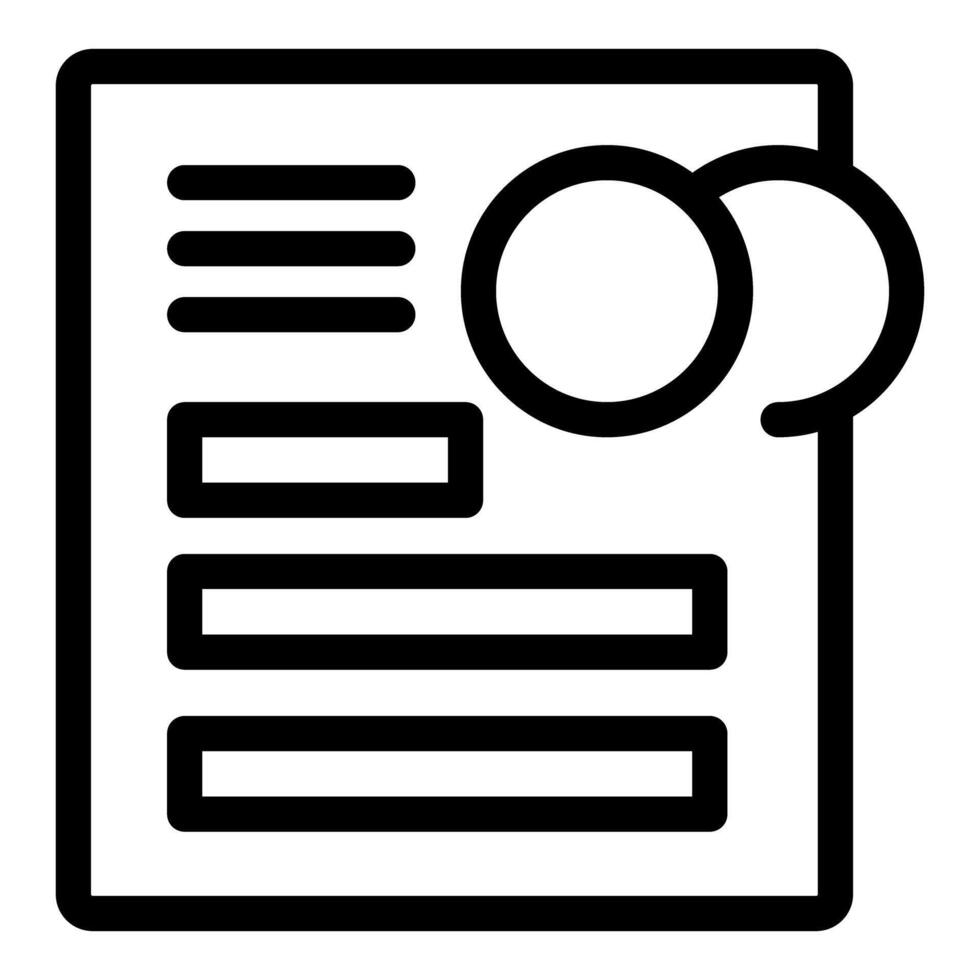 Simple black outline icon showing a document with a speech bubble vector