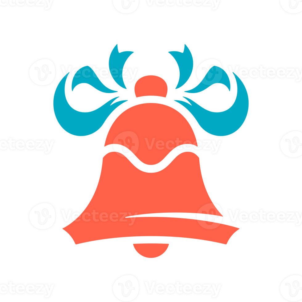 blå silhuett av jul klocka med rosett png