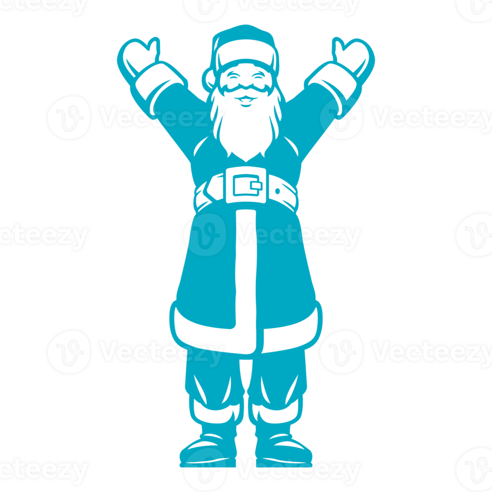 Happy Santa Claus standing with raised hands png